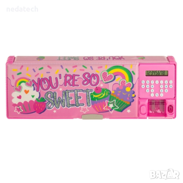 Несесер с калкулатор, Розов, 25.5x3x9см., снимка 1