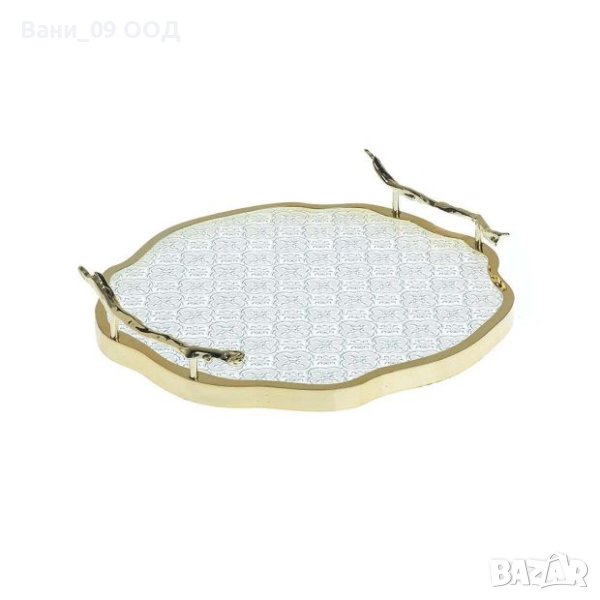 Стъклен поднос с дръжки , снимка 1