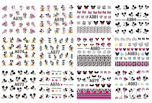12 вида Мики и Мини Маус кант татос слайдер ваденки водни стикери за нокти маникюр, снимка 1