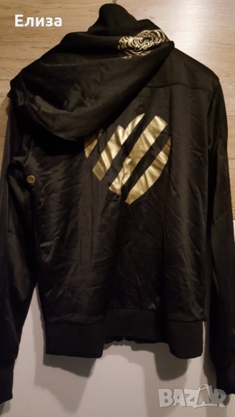 спортно горнище суичер худи с цип черен със златен принт тигър сърцеBIK BOK, снимка 1