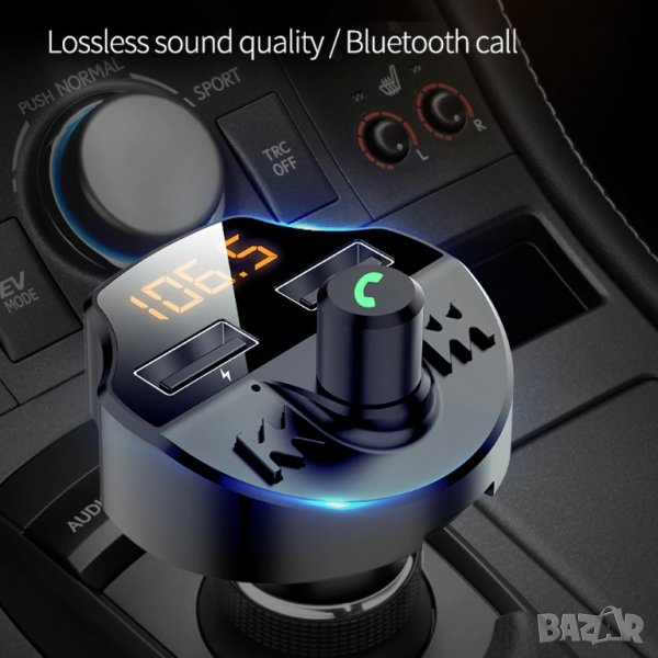  FM Bluetooth V5.0  Handsfree Трансмитер T66 , снимка 1