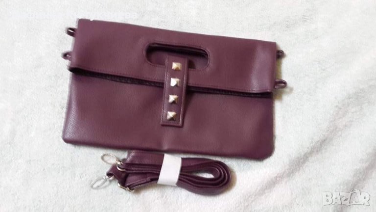 Чанта Клъч Бордо и гривна с камъчета тип Swarovski, снимка 1