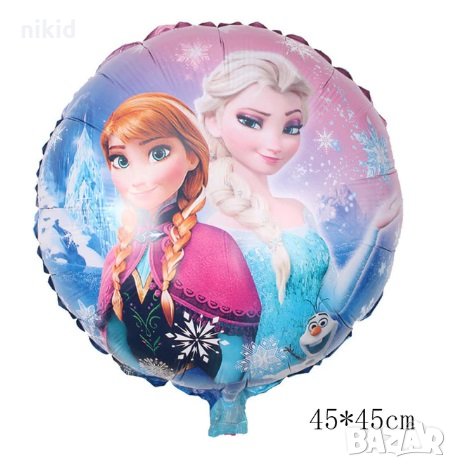 Елза и Анна от ледено замръзнало Кралство кръгъл парти фолио фолиев балон хелий или въздух, снимка 1