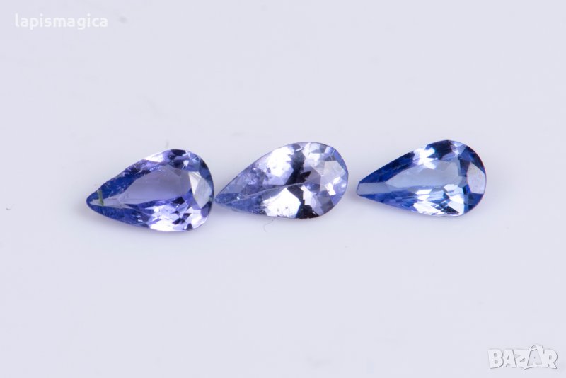 3 броя танзанит 0.51ct 5x3mm капковидна шлифовка #6, снимка 1