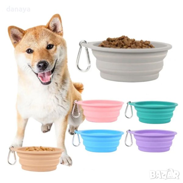 4352 Силиконова сгъваема купичка за храна или вода за домашни любимци, снимка 1