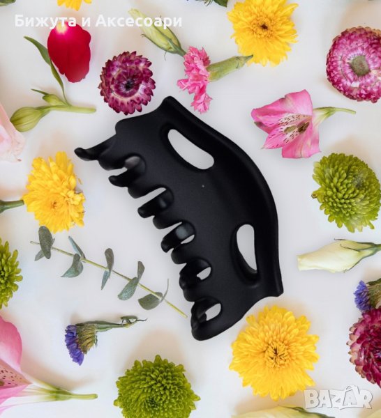 Щипка за коса черна, силиконова, 7 см, #12523-2, снимка 1