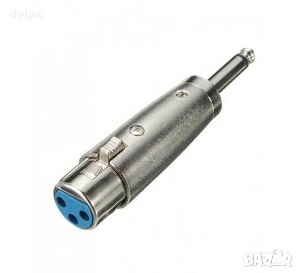 Букса преходна метална MONO 6,3mm JACK(м)/CANON(ж), снимка 1