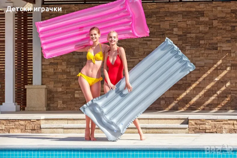 Надуваем дюшек Deluxe Comfort Bestway, 183х76см, PVC, вградена възглавница, розов/син/сив/оранжев, снимка 1