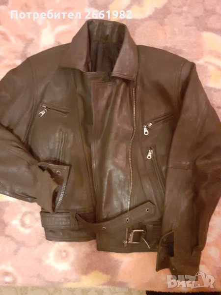 Масленозелено дамско кожено яке, снимка 1