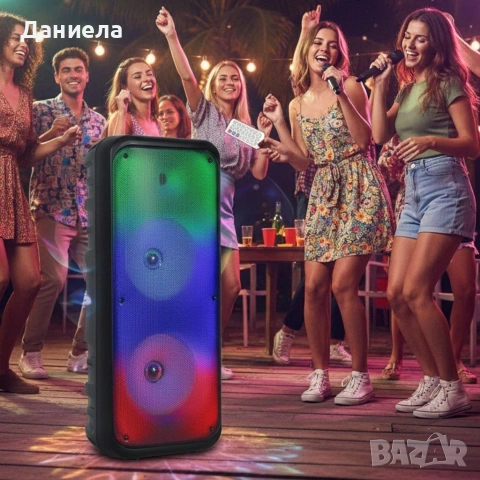 Безжична RGB тонколона – 2×8″ говорителя, Bluetooth, 1200 W, батерия 3000 mAh, снимка 2 - Тонколони - 53196543