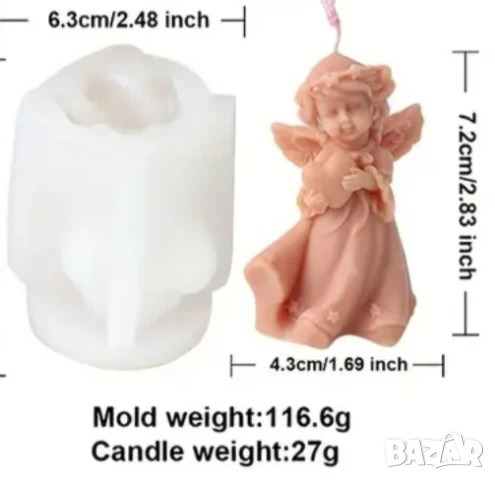 Молд ангел със сърце и с подарък , снимка 3 - Форми - 50554223
