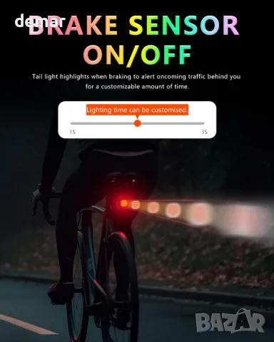 TOWILD TL08 Задна светлина за велосипед с Expression DIY функция, снимка 4 - Аксесоари за велосипеди - 47982121