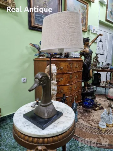 Уникална антикварна дизайнерска настолна фигурална лампа 