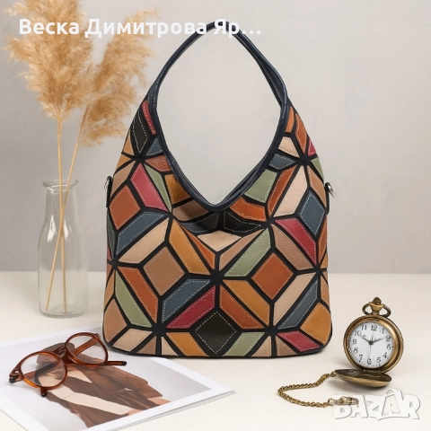 Дамска чанта с уникален пачуърк дизайн, снимка 3 - Чанти - 51607396