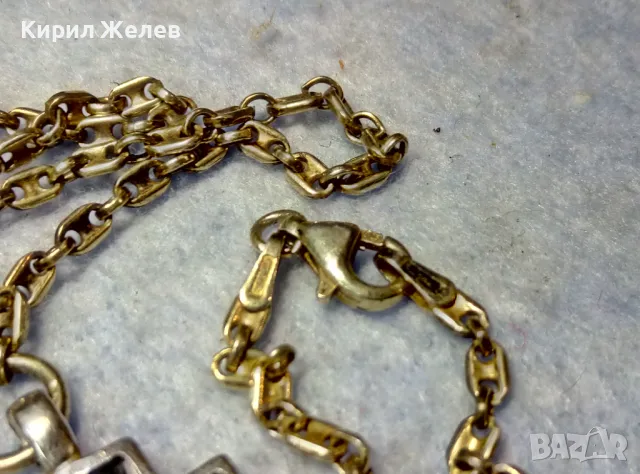 СРЕБЪРЕН КРЪСТ 925 с БЯЛА ПОЗЛАТА и ЕМАЙЛ ИТАЛИЯ с СРЕБЪРНА ВЕРИЖКА СРЕБРО 925 с ЖЪЛТА ПОЗЛАТА 49967, снимка 10 - Колиета, медальони, синджири - 49957894