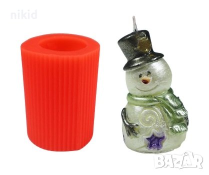 3D Снежен човек човече в цилиндър силиконов молд форма свещ гипс сапун шоколад фондан декор