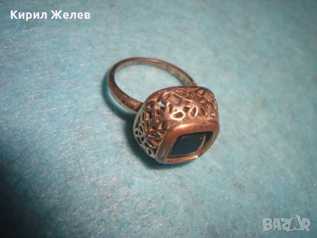 СТАРИНЕН МЕДЕН ПОЗЛАТЕН СКЪПОЦЕНЕН ПРЪСТЕН ЮВЕЛИРНА МАЙСТОРСКА ИЗРАБОТКА с ЧЕРЕН ОНИКС УНИКАТ 26803, снимка 15 - Антикварни и старинни предмети - 34831040