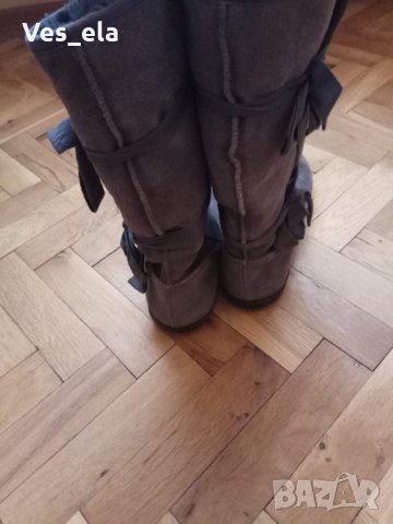 Hush Puppies сиви велурени топли ботуши  размер 39, снимка 3 - Дамски ботуши - 27239089