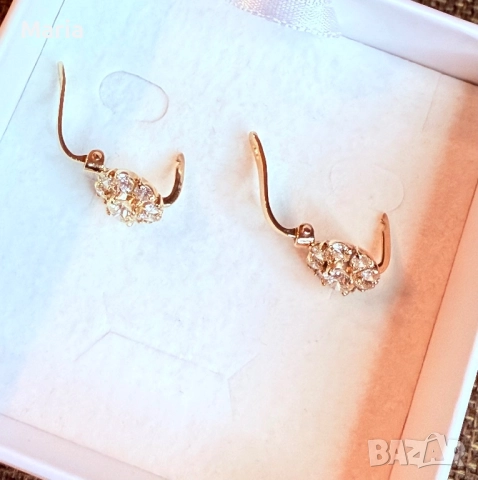 Дамски обеци жълто злато и брилянти, снимка 7 - Обеци - 52470761