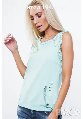 Дамска блуза с ефектен гръб в цвят мента ZZ1095