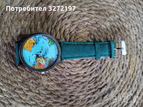 Кварцов часовник, модерен дизайн - циферблат географска карта, стрелка самолет , снимка 7 - Дамски - 40437438
