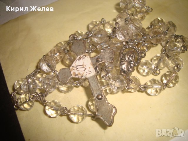 СТАРА КАТОЛИЧЕСКА ОГЪРЛИЦА - БРОЕНИЦА КРИСТАЛНА с РАЗПЯТИЕ и ИКОНКА 22872, снимка 11 - Антикварни и старинни предмети - 33434909