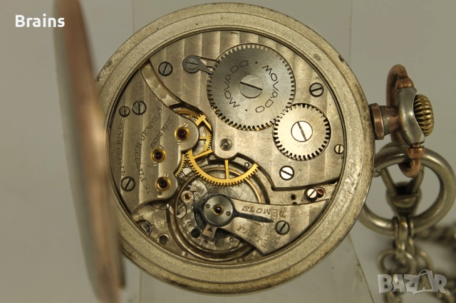 1920"s MOVADO Сребърен Джобен Швейцарски Часовник, снимка 9 - Антикварни и старинни предмети - 51758064