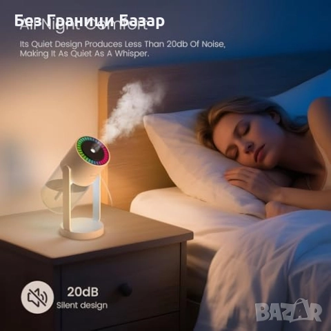 Нов USB Овлажнител за спалня и офис 550 мл ултразвуков, безшумен режим, снимка 5 - Други стоки за дома - 52260927