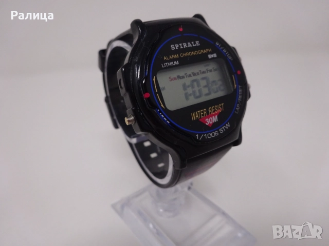 Мъжки електронен часовник Spirale, хронограф с аларма, снимка 2 - Мъжки - 52371461