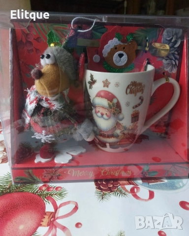 Коледен подаръчен комплект с чаша, лъжичка и мека играчка – моментална празнична атмосфера у дома