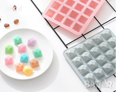 20 бр 3D топче квадрат с ръбове диамант силиконов молд форма за бонбони шоколад желе смола гипс и др, снимка 1 - Форми - 32751237