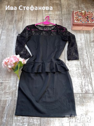 Страхотна нова черна еластична рокля с пеплум на талията , снимка 9 - Рокли - 37246305