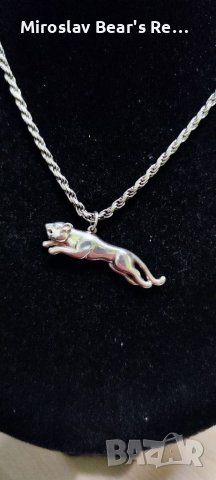 Масивен ,сребърен дамски синджир + масивна висулка "Пантера" 