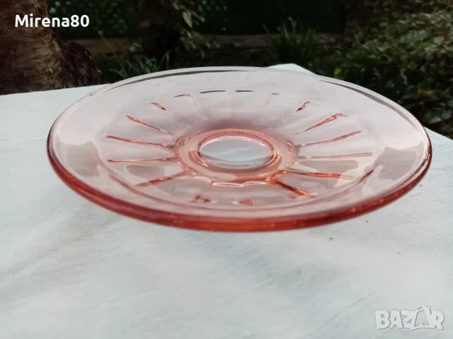 Тортен сервиз розово стъкло, снимка 5 - Сервизи - 47869085