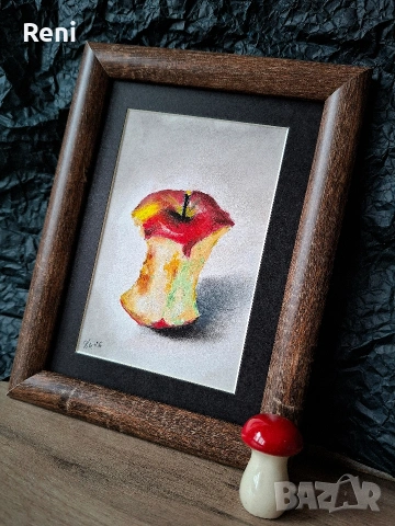 Бивша ябълка, малка картина, пастел, снимка 2 - Картини - 53391484