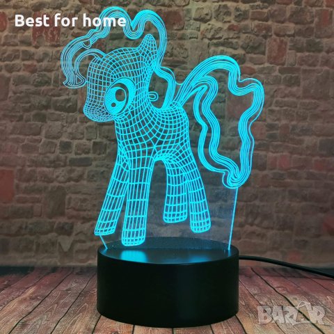 3D лампа My Little Pony с дистанционно и многоцветно осветление, снимка 3 - Настолни лампи - 43924071