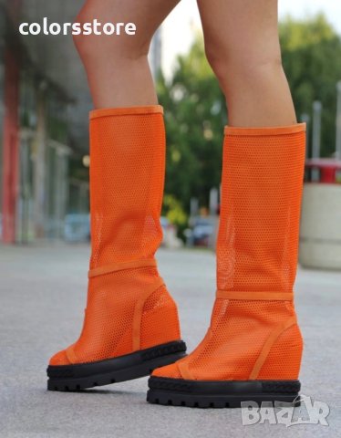 Летни ботуши - оранжеви с черно ходило - BL650, снимка 2 - Дамски ботуши - 34920427