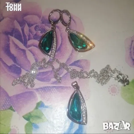 Австрийски Кристал Дамски Сребърен Сет Нов , снимка 2 - Бижутерийни комплекти - 53485901