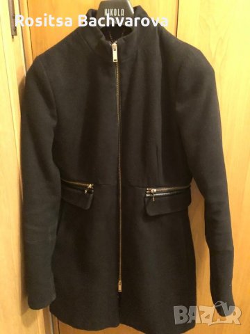 Черно палто Stradivarius, XS размер, снимка 2 - Палта, манта - 27770166