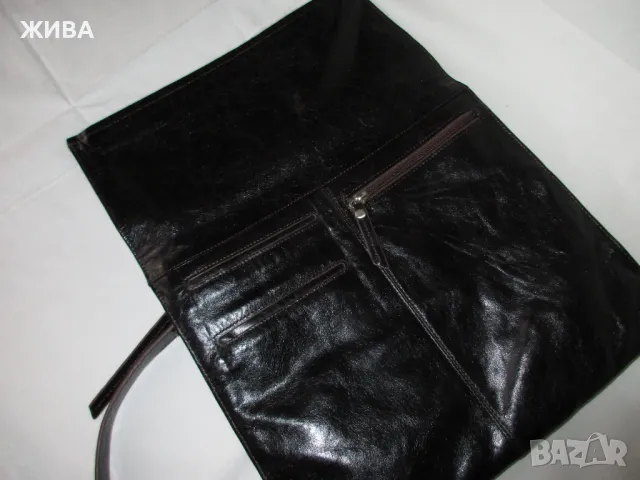 ЕСТЕСТВЕНА КОЖА мъжка черна чанта през рамо, снимка 5 - Чанти - 49340922