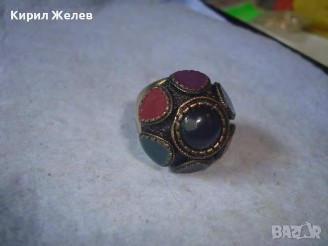ПОЗЛАТЕН ЕМАЙЛИРАН БРОНЗОВ ЕТНОГРАФСКИ СТИЛ МАСИВЕН ПРЪСТЕН 22960, снимка 17 - Пръстени - 36410806