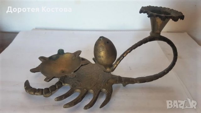 Красив месингов пепелник + свещник