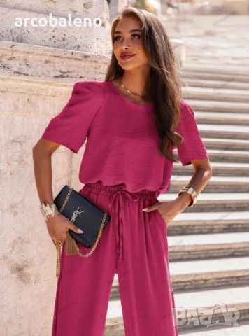 Дамски комплект от блуза и широки панталони от Mascia, 6цвята , снимка 14 - Комплекти - 51369496