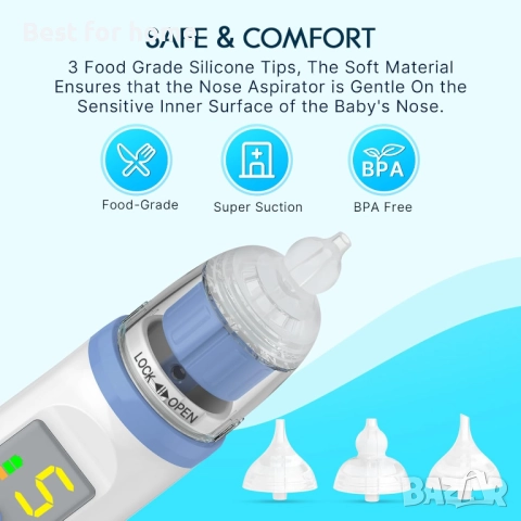  Hihened Електрически назален аспиратор за бебета,музика и светлина, снимка 8 - Други - 51856292