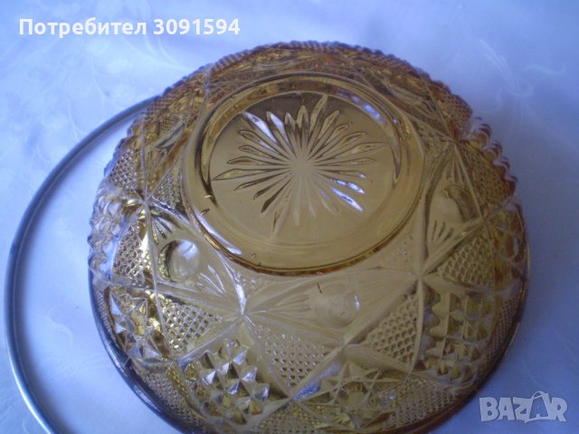 Винтидж Кристална бонбониера Арт деко метал оригинално стъкло цвят карамел, снимка 10 - Други ценни предмети - 38457517