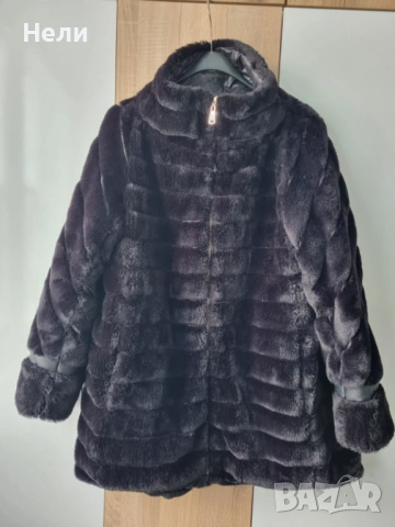 Двулицево дамско палто еко пух. , снимка 2 - Якета - 53131276