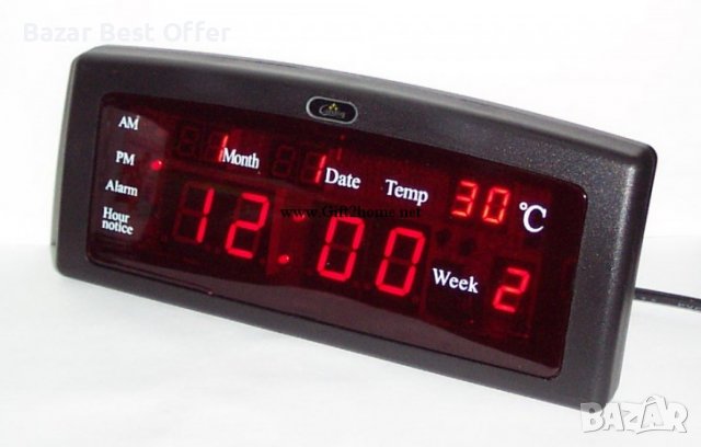 Дигитален LED настолен часовник с аларма и температура, снимка 1 - Друга електроника - 36831005