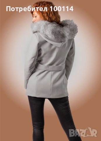 Дамско палто с качулка с естествен пух в 4 цвята, снимка 6 - Палта, манта - 52233731