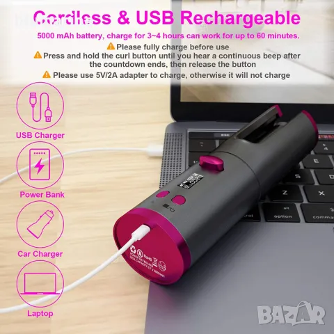 Безжична автоматична маша за коса, снимка 5 - Маши за коса - 50169495