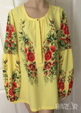 Флорална блуза, Елегантна блуза, Ефектна блуза, снимка 3 - Блузи с дълъг ръкав и пуловери - 43245579